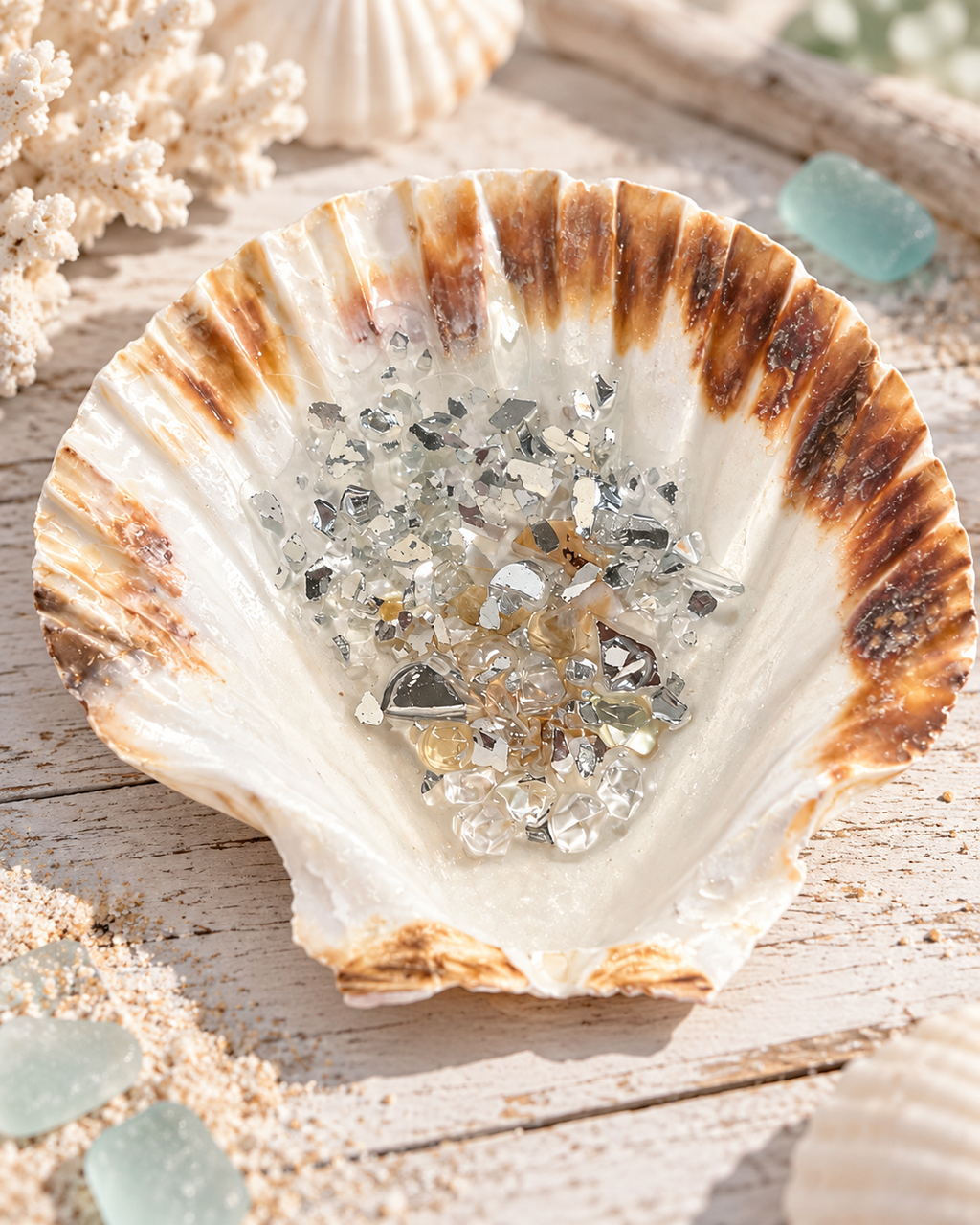 Sea Glass Scallop Trinket Dish